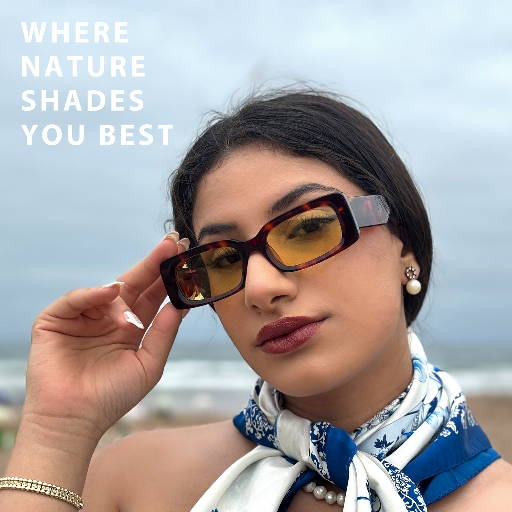 Retro Sunglasses Rectangle for Women - AntiGlare UV400 Protection, Handcrafted Acetate Frame